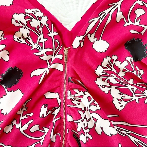 LAST CHANCE! NWT SELF-PORTRAIT Asymmetrical Twist Floral Print Dress Red 4 NEW - Picture 6 of 10